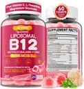 Methyl B12 Gummie 5000 mcg/10000 mcg w/L-Methylfolat, B6, Lion's Mane Mushroom, CoQ10, PQQ, Magnesium Glycinat, extra Strength Liposomal Vitamin B12 Complex for Energy, Focus,Brain & Immunity 1Pack