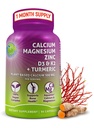 Calcium à base végétale 500mg (Aquamin) – Calcium végétalien zinc de magnésium D3 avec vitamine K2 et curcuma organique – amélioration de la santé des os et des muscles et de la force, soutien immunitaire pour les femmes et les hommes - 90 Nombre