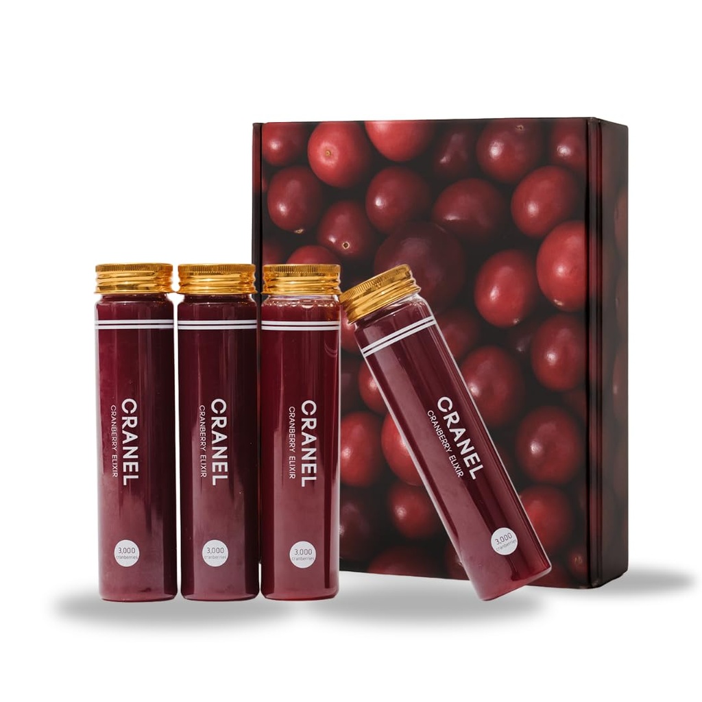CRANEL UTI Support Cranberry Elixir, 4X Flaschen (Mondly Supply) Klinisch-Proven & Antibiotic-Free, verpackt mit 3.000 Real Cranberries (Tart Taste) Vegan & Non-GMO, Zero Added Sugar
