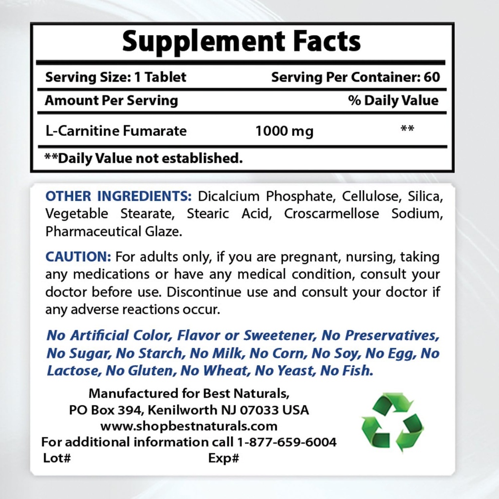 Best Naturals L-Carnitin 1000mg & L-Arginin 1000 mg