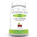 Mauricettes Kaubares Vitamin D3 mit K2 – 2-in-1 Knochen- & Herz-Gesundheitsunterstützung – Immun-Booster – Natürliche Kirsche Flavor – 90 Tabletten für Erwachsene & Kinder