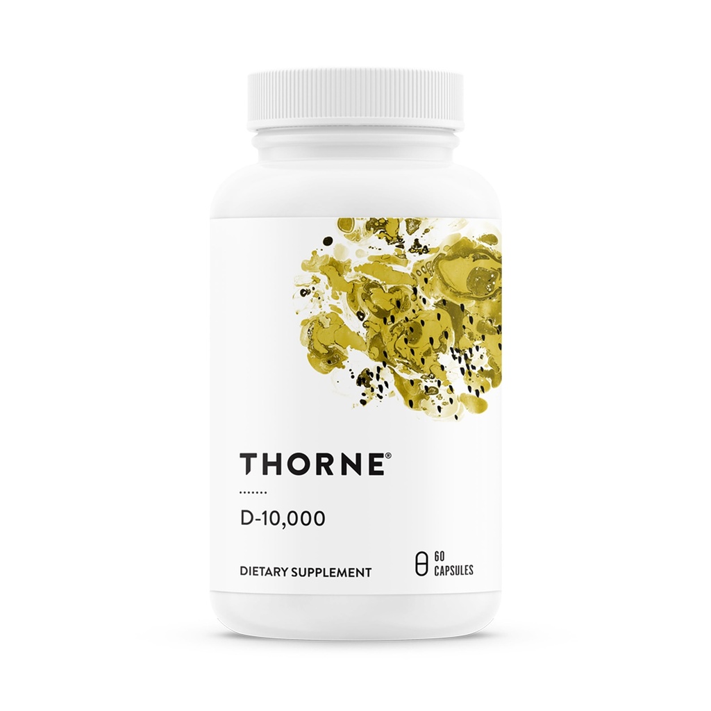 THORNE - Vitamin D3 Supplement - Unterstützt gesunde Knochen, Zähne, Muskeln, Herz-Kreislauf- und Immunfunktion* - Gluten, Dairy & Soy-Free - 10.000 IU - 60 Portionen