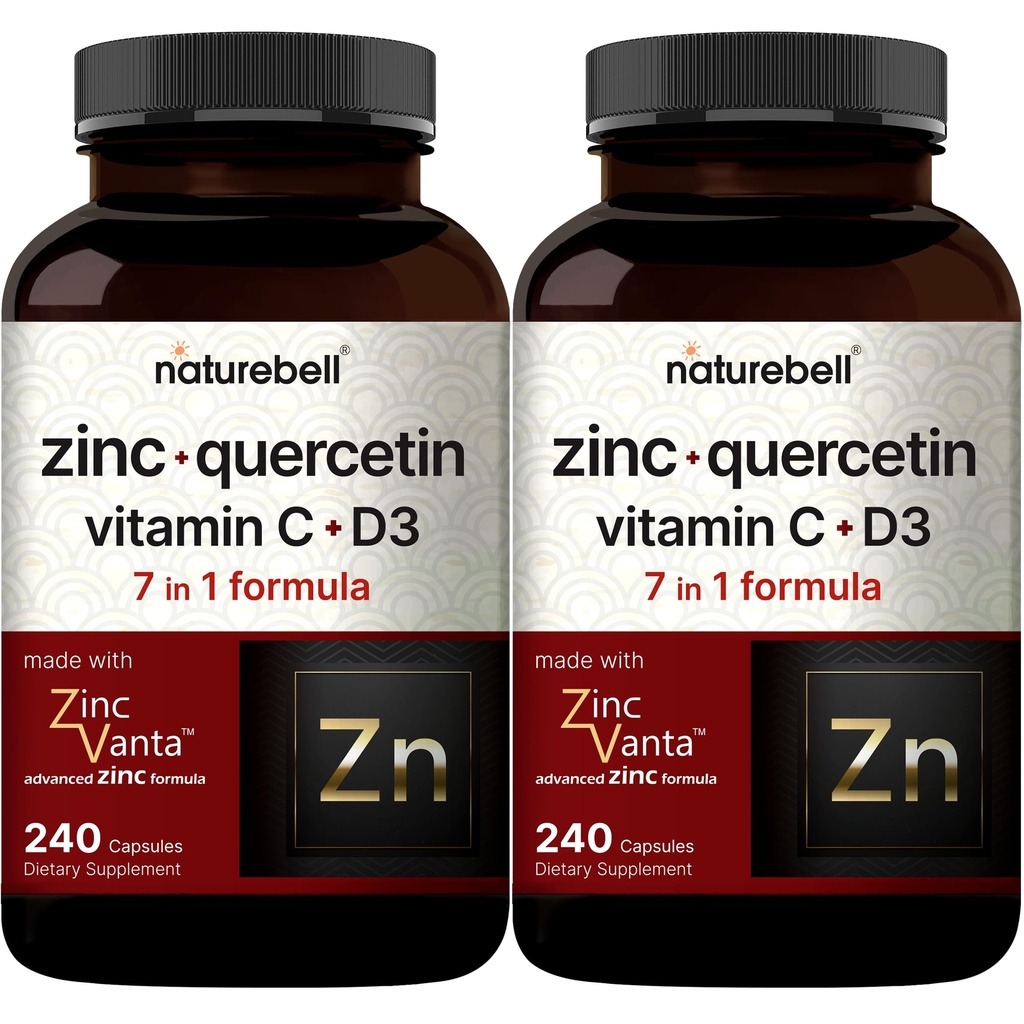 NatureBell Zinc Quercetin avec Vitamine C & D3, 480 Capsules (2 Pack)