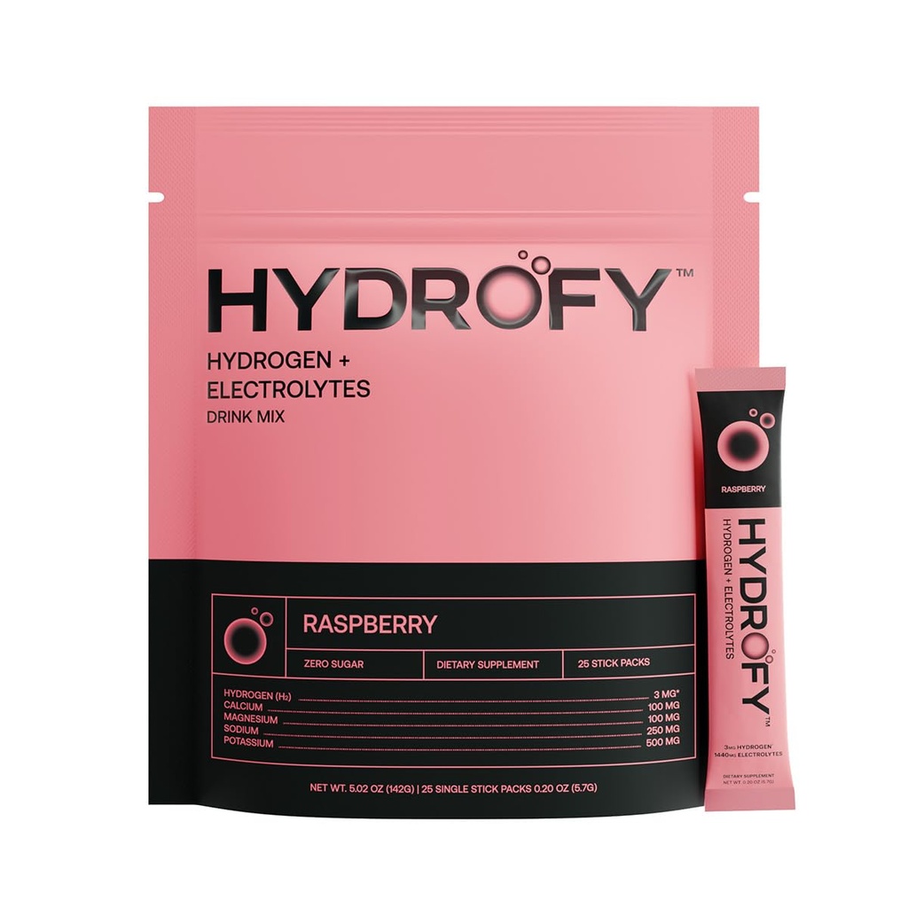 Hydrofy Hydrogène Eau + Electrolytes Mélange de boissons H2 Packs d'hydratation avec de l'hydrogène moléculaire, du sodium, du potassium, du magnésium, du calcium et des minéraux