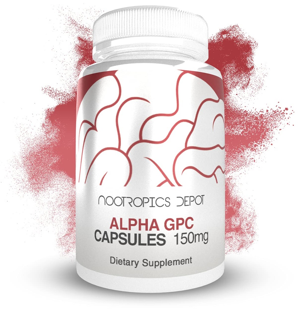 Nootropics Depot Alpha GPC Kapseln | 150mg | 60 Count | Choline Supplement | Brain Health Supplement | Unterstützt gesunde Gehirn Funktion | Enhance Cognition, Gedächtnis + Fokus