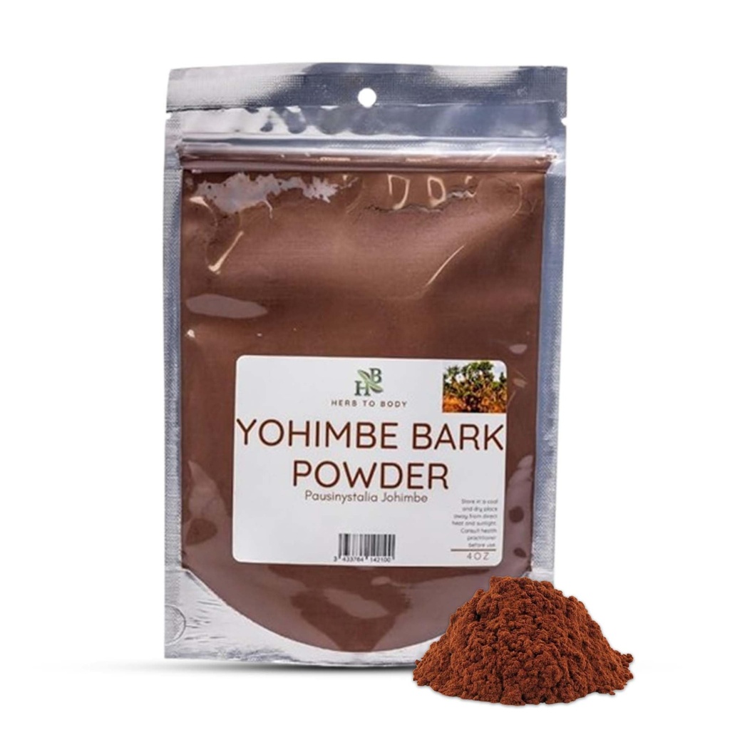 Herb To Body Yohimbe Bark Powder – 4 oz, Wildcrafted Dried Yohimbe Powder aus Afrika für Kräutertee und traditionelle Verwendungen