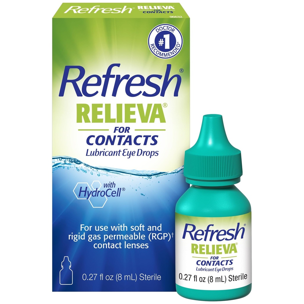 Refresh Relieva für Kontakte Lubricant Augentropfen für trockene Augen, 0,27 Fl Oz Steril