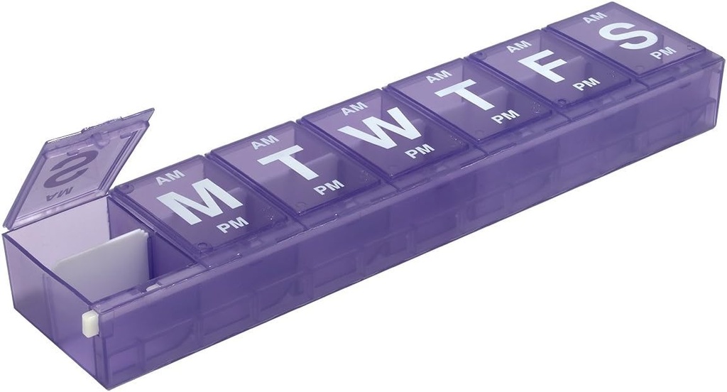 EZY DOSE Weekly (7-Day) AM/PM Pill Planner, Medizin-Fall, Vitamin Organizer Box, 3X-Large Locking Comparts zu Secure Prescription Medicing, Verhindern zufällige Spilling, Farbe Mai Vary, BPA kostenlos
