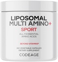 Codeage Multi Amino+ BCAA & EAA-Ergänzung, Alle 9 essentiellen Aminosäuren, Free-Form verzweigt-Chain Aminosäure Pillen, Sport-Ergänzung, Pre & Post Workout, Liposomal Delivery, Vegan, 240 Kapseln