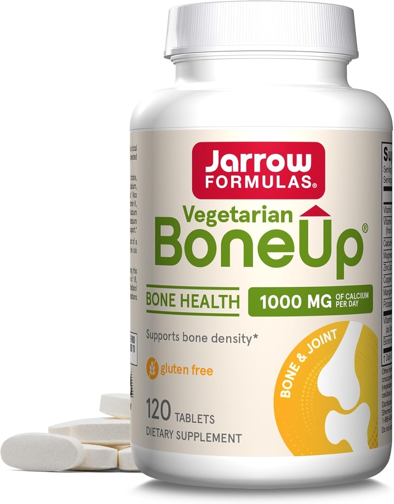 Jarrow Formeln BoneUp Vegetarisch - 120 Tabletten - Vegetarisch/Vegan Ergänzung für Knochengesundheit Vegan -Freundliche Quellen von Vitamin D3, Vitamin K2 (als MK-7) & Calcium - 60 Portionen