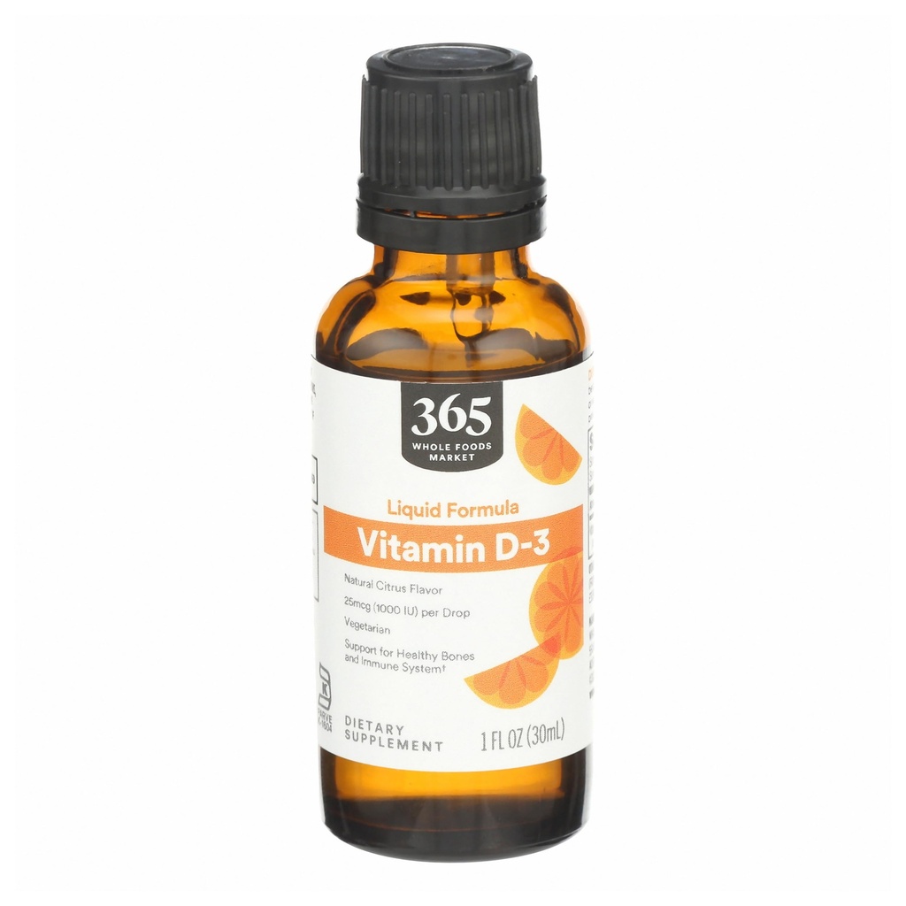 365 von Whole Foods Market, Vitamin D-3 Liquid Citrus Flavor 1000IU, 1 OZ