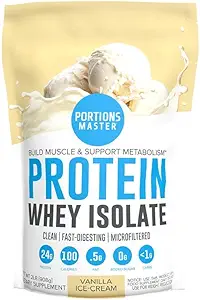 Portionen Master CFM Whey Isolate Protein Powder, 2 LB, 23g Low Carb, Low Fat, Cold-Processed, Fast Absorbing, Muskelwachstum und Erholung Unterstützung (Vanilla Ice Cream)