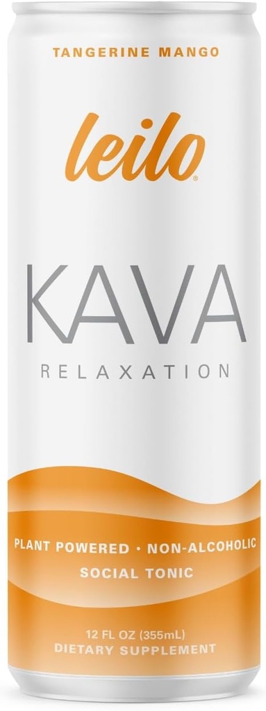 Kava Powered Sparkling Relaxation Boissons 12-Pack Tangerine Mango – Boissons non-ALC Calmantes