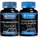 WELLNESS LABSRX Capsules de resvératrol 10000 - Capsules de glycinate de magnésium