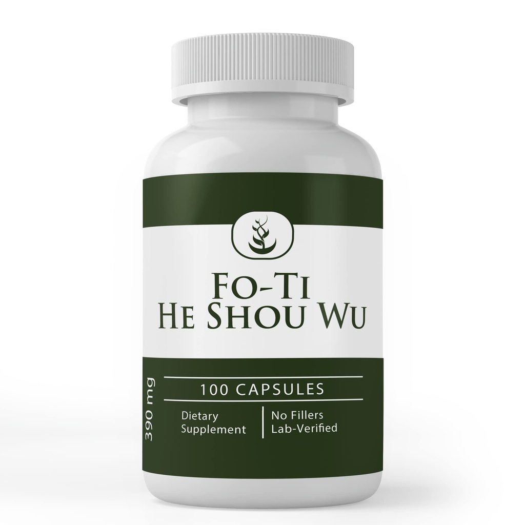 Ingrédients originaux purs Fo-Ti (He Shou Wu), (100 Capsules) Toujours Pure, Pas d'additifs ou de charges, Verifié en laboratoire