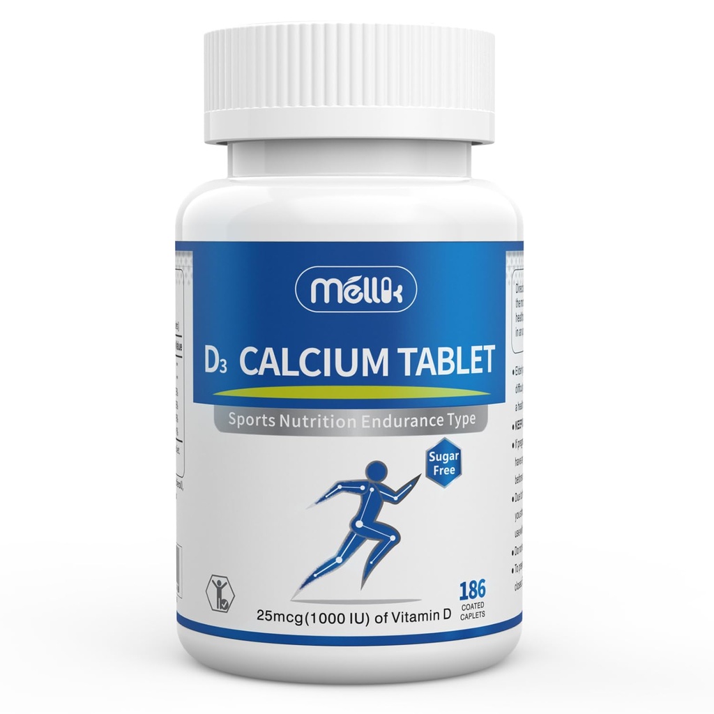 Kalzium-Supplement Vitamin-D3 1200-mg Magnesium-Mini - 186Tablets Unflavored Slow Release Knochen Gesundheit Frauen und Männer Nahrungsergänzung leicht zu schlucken Zucker frei