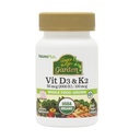 Natures Plus Source de vie Jardin Vitamine D3 & K2-60 Capsules végétaliennes - favorise le soutien des os, la fonction immunitaire, la santé cardiovasculaire et l'équilibre de l'humeur - végétalien, sans gluten - 60 portions