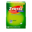Zyrtec 24 Hour Allergy Relief Tabletten, Individuell Wrapped Indoor und Outdoor Allergy Medizin mit 10 mg Cetirizine HCl pro Antihistamin Tablet, 1 Tablette pro Pack, 50 ct Dispensit Pack