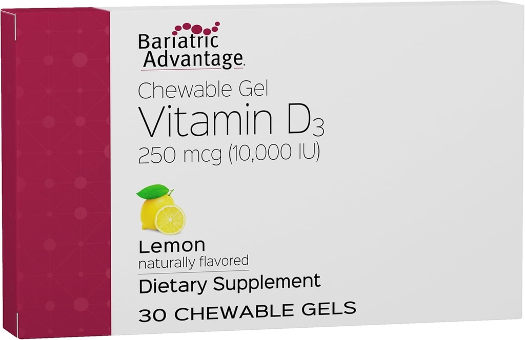Bariatric Advantage Vitamin D Gels 10.000 IU - Vitamin D3 Kaugele - Knochengesundheitsunterstützung* - für Bariatric Patienten - Gute Aroma-Vitamine - einfach zu bedienen - 30 Zähler