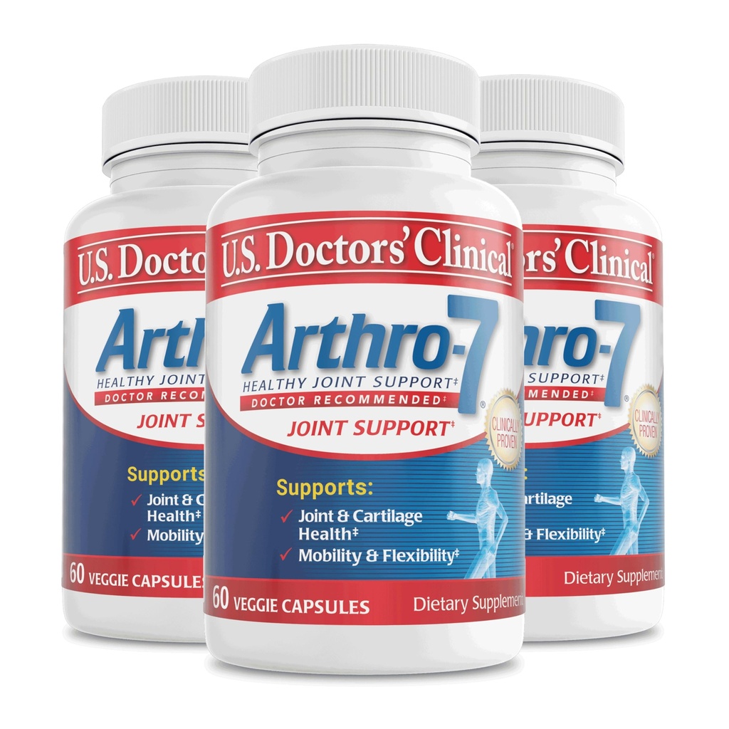 U.S. Doctors' Clinical Arthro-7 - Clinical Proven Joint Support Complex mit Kurkuma, Kollagen, Bromelain für Flexibilität, Mobilität, & Strong Cartilage - 180 Kapseln(3 Flaschen) - 45/90-Day Supply
