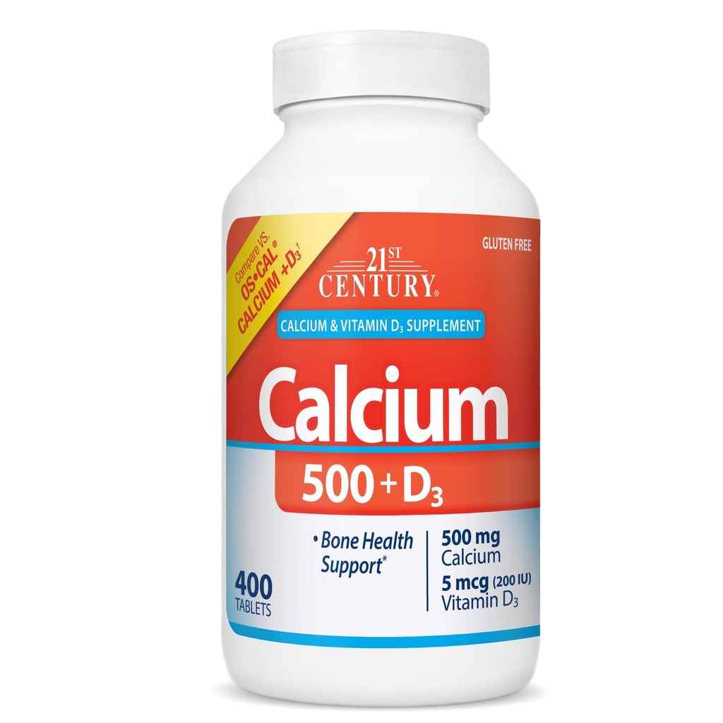 21e siècle Calcium 500 mg Plus D3 Comprimés, 400 Nombre