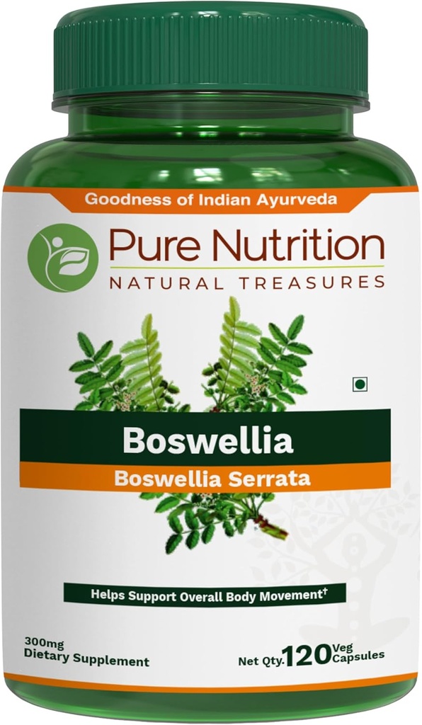 Pure Nutrition Boswellia Serrata 15:1 Extrakt 600mg | 120 Cap | Min 65% Boswellic Acids | Jedes Servierangebot 600mg 15:1 Extrakt Equivalent zu 9000mg Raw Boswellia Powder | Non-GMO