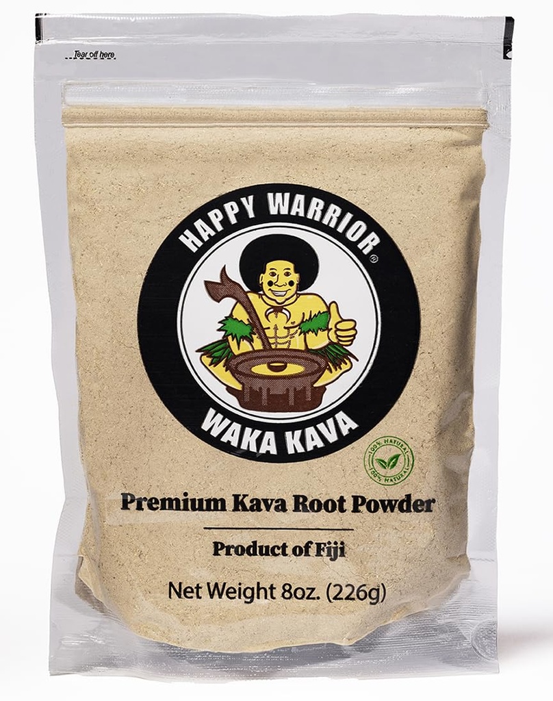 Happy Warrior Kava Powder - Premium Noble Waka Kava von Fiji - 8 oz