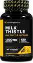 Primaforce Thistle de lait 180 Capsules 1000mg Équivalent - Sans gluten, Supplément diététique non-OGM, à partir de 250mg de 4:1 Extrait