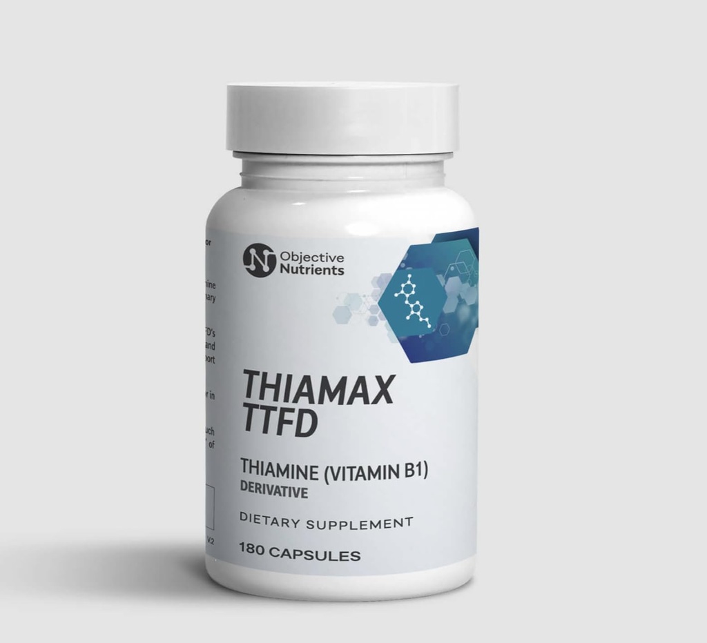 Thiamax Vitamin B1 (Thiamine TTFD), The Original, No Toxic Fillers, Unterstützt Energiemetabolismus, High Dose, Third Party Tested, Alle Wirkstoffe 100mg, 180 Count