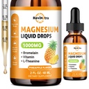 Magnesium Glycinate Flüssigkeitstropfen, 1000 mg flüssiges Magnesium-Komplex-Ergänzungsmittel für Schlaf, Nerve, Energie, Muskel, Knochen, Kalorien und Verdauung, hohe Absorption, 2 Fl Oz, Zuckerfreie Ananas-Flasche