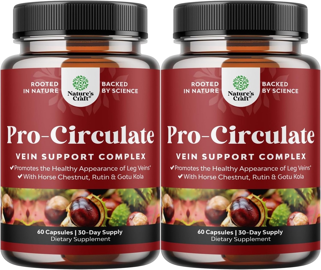 Vein-Unterstützung Ergänzungen Bein und Venen - Vollkörper Zirkulationsergänzung für Spider & Varicose Venen und verbesserten Fluss mit Pferd Chestnut Extract & Flavonoids - Vegan Non-GMO Mini Caps (2 Monate)