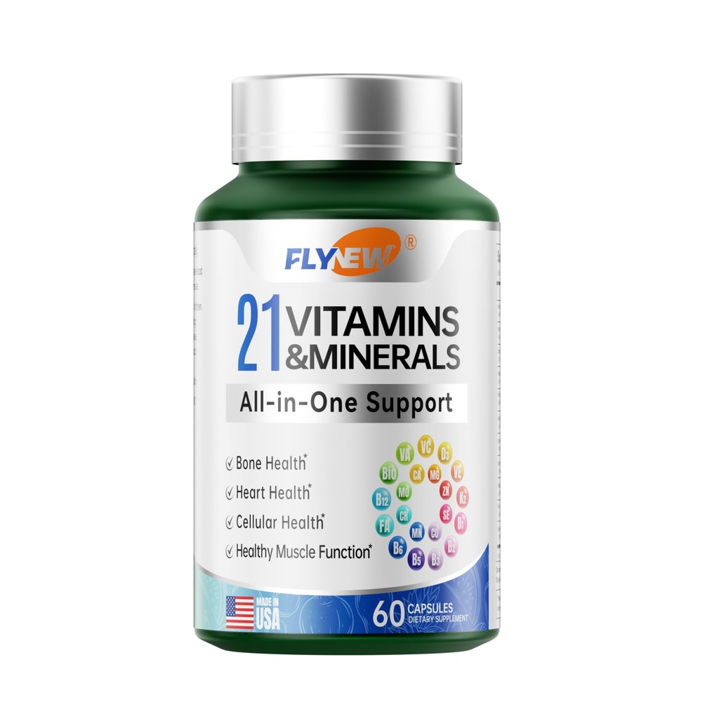 Multivitamin for Women & Men - Mens & Womens Multivitamin for Bone, Skin & Immune Health Support, 21 in 1 Multivitamins Supplement, Multivitamins with Gluten & Allergen Free, Non GMO, 60 Capsules