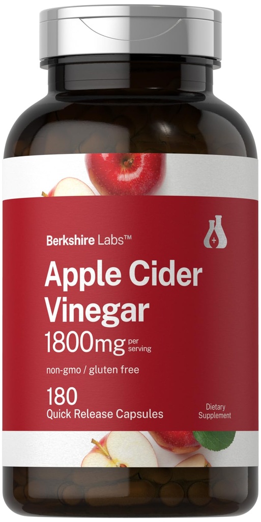 Horbaach Apple Cider Essig Kapseln | 1800mg | 180 Count | Non-GMO, Glutenfreie Ergänzung | von Berkshire Labs