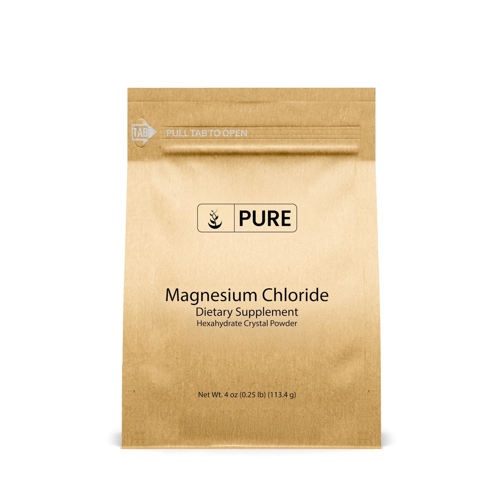 Pure Original Zutaten Magnesium Chloride (4oz) Mundergänzung, Kristallpulver, Magnesiumergänzung, Lebensmittelqualität