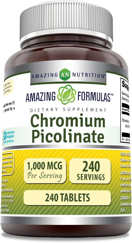 Erstaunliche Formeln Chromium Picolinate 1000 Mcg | Tabletten Supplement | Non-GMO | Gluten-Free | Made in USA (1 Pack | 240 Count)
