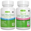 Triple Magnesium Complex + Super B12-Complex Energy Bundle, hohe Absorption Chelat Glycinat, Taurate & Citrate Magnesium + Hohe Absorption Sublingual B12, Vegan, von Igennus