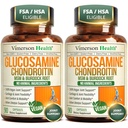 Glucosamine Chondroïtine MSM – Supplément de soutien conjoint pour les femmes et les hommes avec Glucosamine Sulfate 1500 mg, Chondroïtine et MSM – pour le cartilage, la santé articulaire et la flexibilité – 2 Pack, Vegan