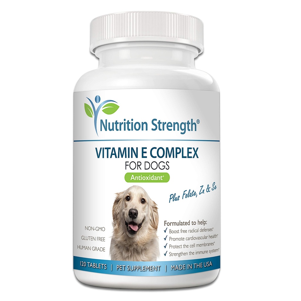 Vitamin E für Hunde, fördern Herz-Kreislauf-Gesundheit, unterstützen Zellmembranen, Vitamin E-Komplex zu erhöhen Hund Immunsystem Plus Zink, Selen, Folat, Lachsöl, 120 Kautabletten