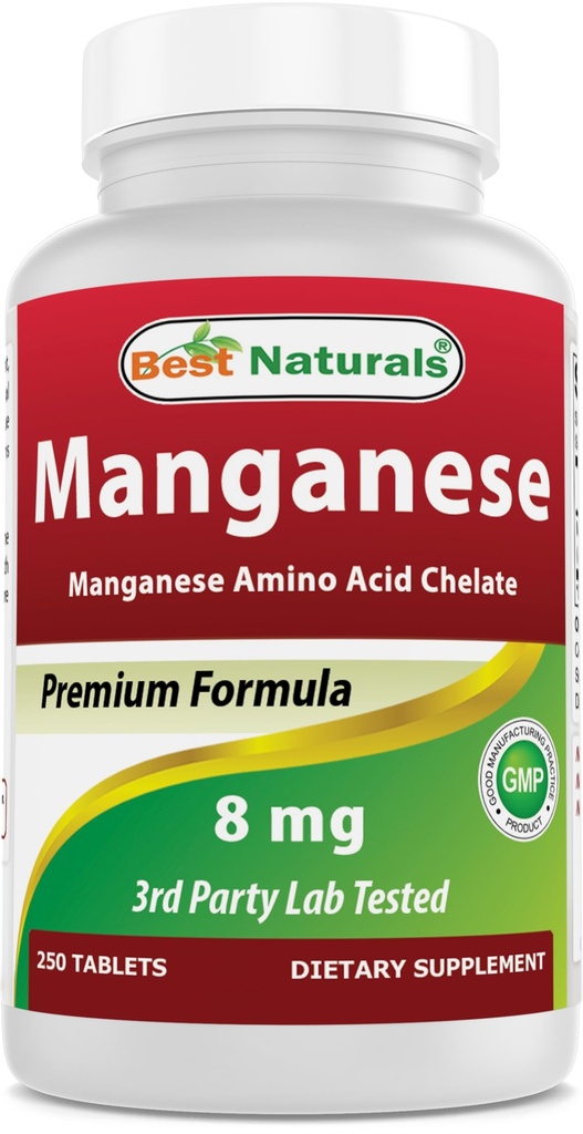 Best Naturals Manganese (Manganese Amino Säure Chelate) 8 mg- 250 Tabletten