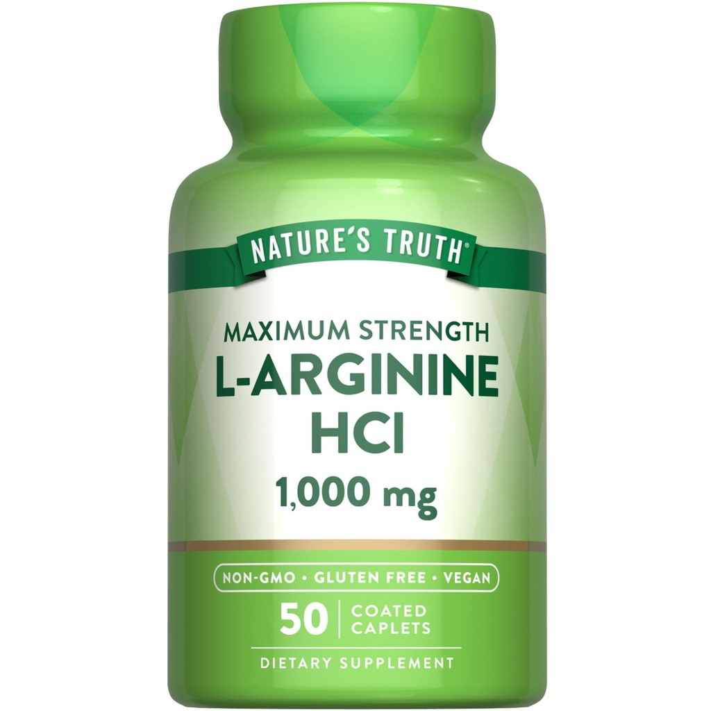 Nature's Truth L-Arginin HCL 1000mg | 50 Caplets | Essential Amino Acid Supplement | Vegan, Non-GMO & Gluten Kostenlose Ergänzung