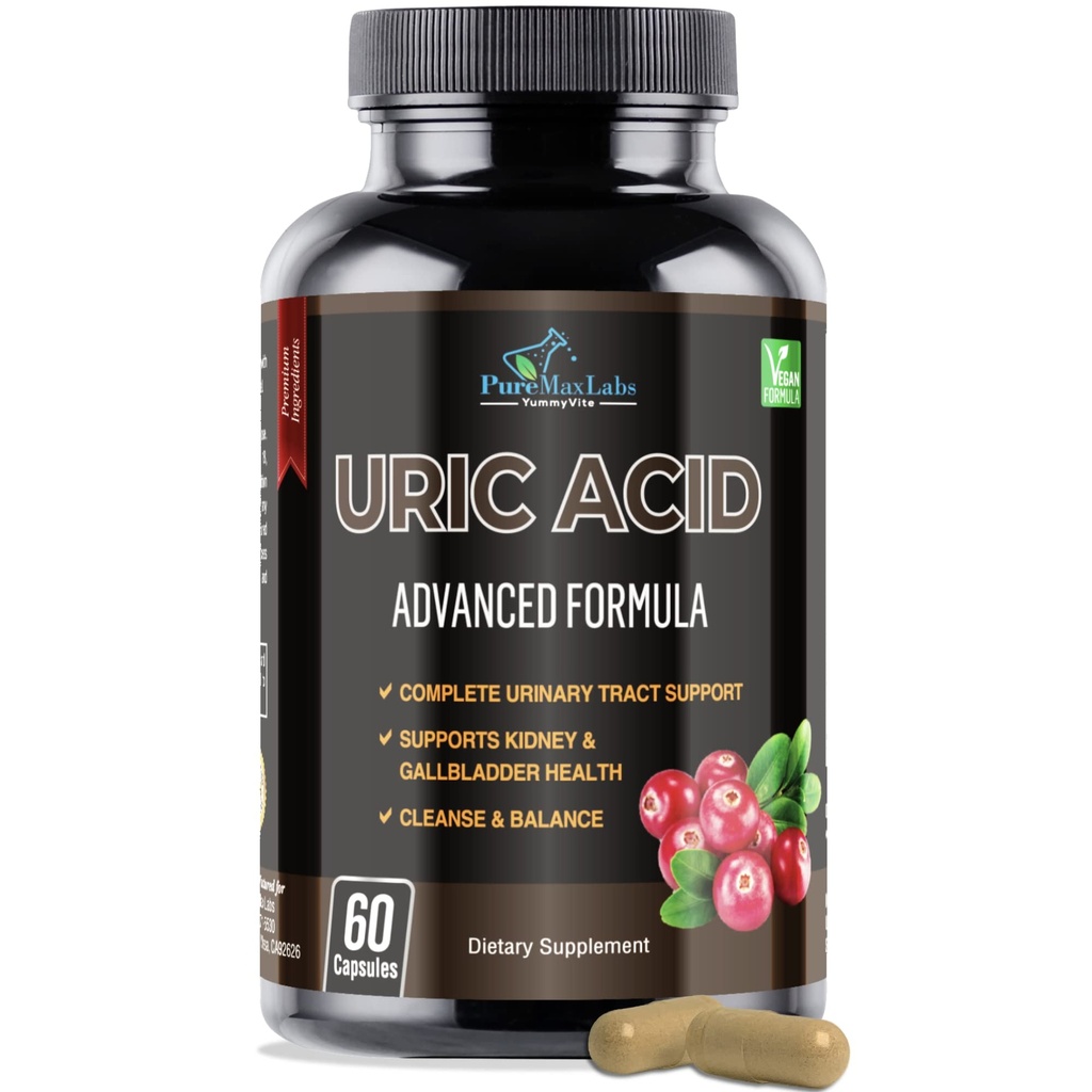 Uric Acid Advanced Formula – Nieren, Leber, Gallenblase, Urinary Tract Cleanse mit Cranberry, Chanca Piedra, Tart Cherry, Milk Thistle und Bromelain 60 Kapseln
