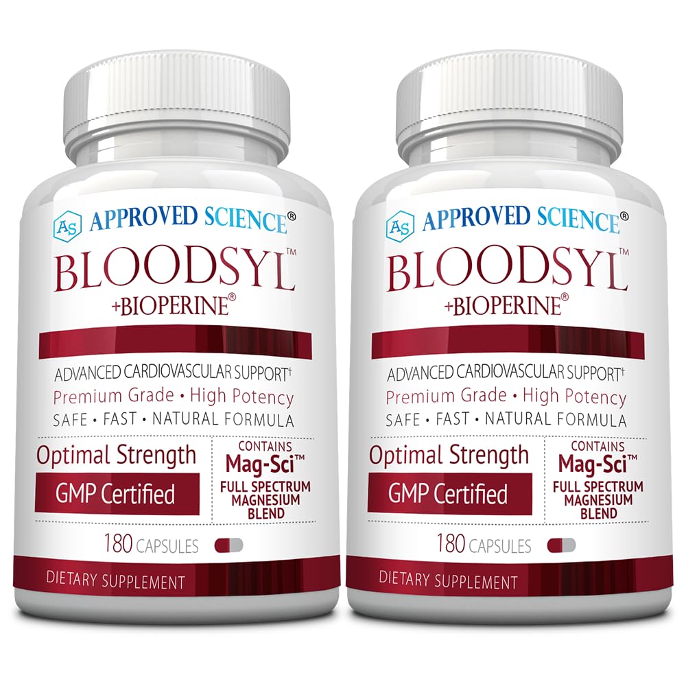 Genehmigte Science Bloodsyl - Unterstützt Blutfluss - Hawthorn Berry, Magnesium, BioPerine - Vegan - 180 Kapseln - Paket von 2