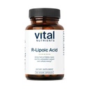 Nutriments vitaux Acide R-Lipoïque (Acide actif alpha-Lipoïque Antioxydant) ALA Supplément pour le métabolisme sain et l'énergie (Gluten, laiterie, sans soja) Non-GMO (60 capsules)