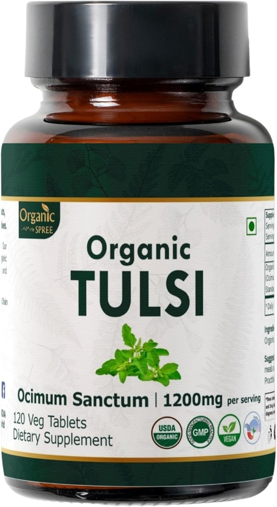 Tulsi 120 Tablets – USDA Organic Holy Basil – unterstützt Stress-Relief & Adaptogenic Balance | Ernährungsergänzung120tab