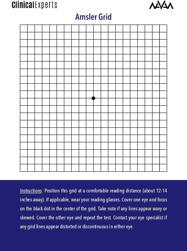 Amsler Eye Grid mit Magnetrücken - Daily Vision Screening Tool für Macular Degeneration & Glaucoma Patienten von Klinischen Experten (1 Pack)
