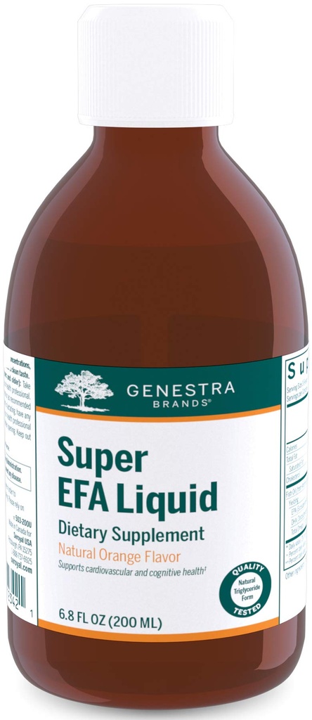 Genestra Marken Super EFA Liquid | Unterstützt Herz-Kreislauf-Gesundheit, und die Entwicklung von Gehirn, Augen und Nerven in Kindern* | 6.8 Fl Oz | Natürliche Orange Flavor