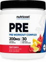 Nutricost Pre-Workout complexe poudre (30 portions, punch aux fruits) - avec bêta-alanine, Taurine et acides aminés