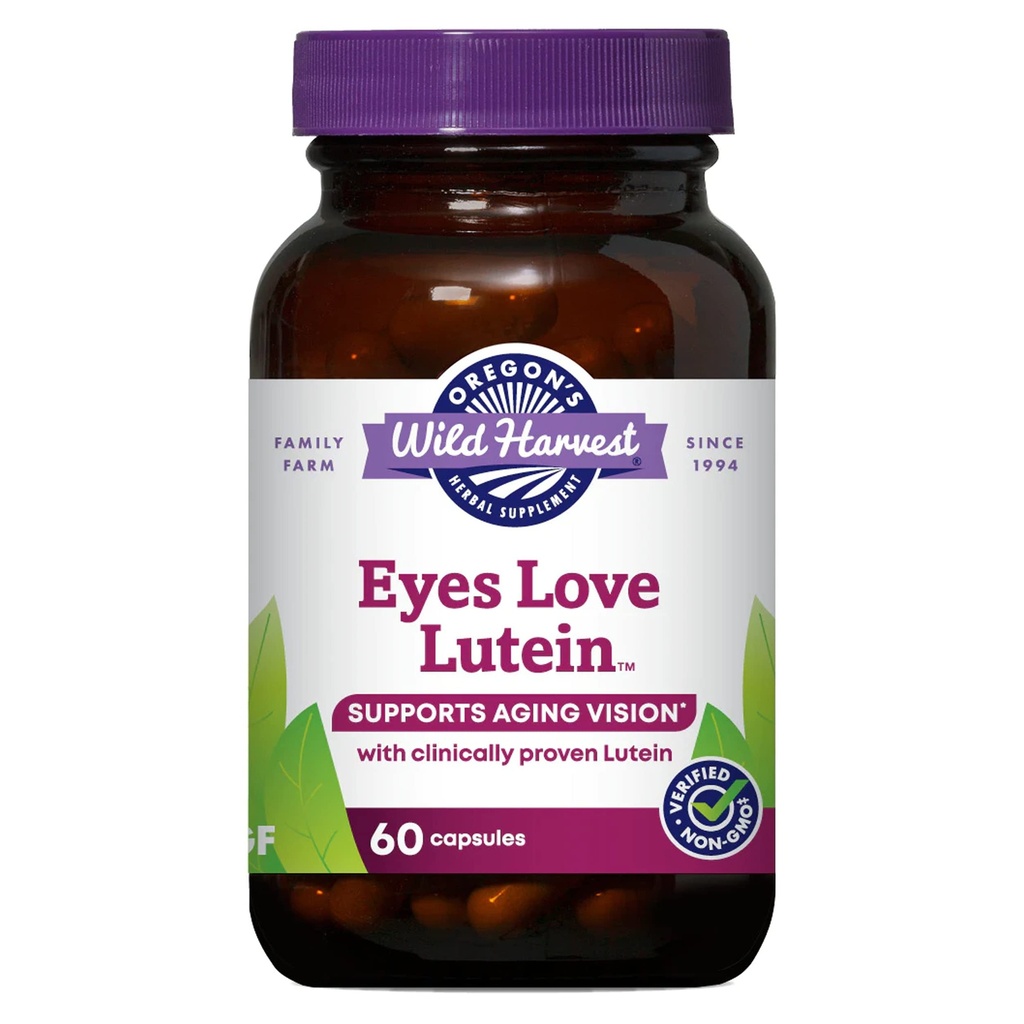 Orégon's Wild Harvest Eyes Love LuteinTM Capsules, suppléments à base de plantes biologiques non OGM, 60 Nombre