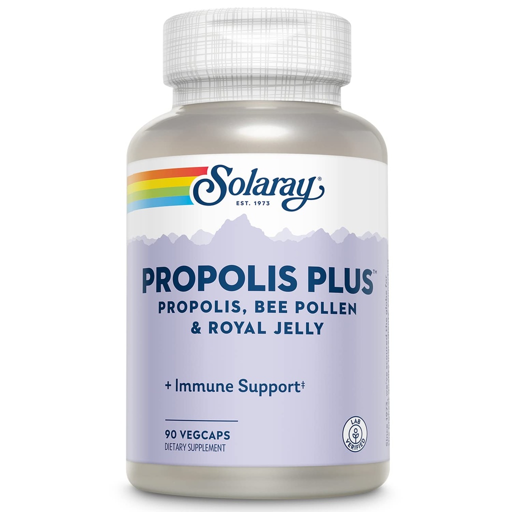 SOLARAY Propolis Plus | Gesunde Immunsystem Unterstützung mit Propolis, Bienen Pollen & Royal Jelly | 90 VegCaps
