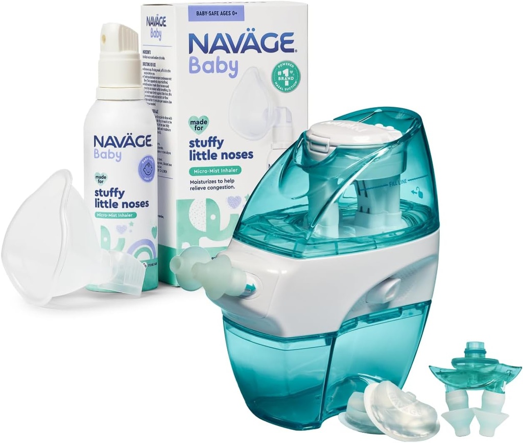 Trousse familiale multi-usagers Navage avec 30 pods de sel et bourdons pour bébés – Irrigation Nasale Saline pour adultes et bourdons pour le soulagement de la congestion infantile
